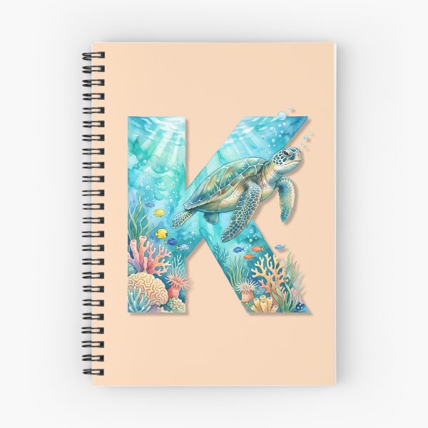 Item preview, Coastal Initial K Sea Turtle Underwater Ocean Monogram Personalized Design designed and sold by Sea Gem.