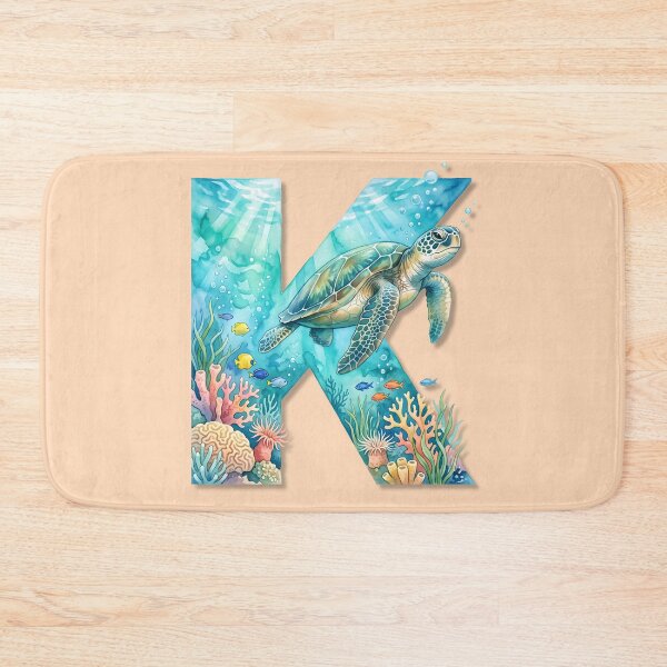 Item preview, Coastal Initial K Sea Turtle Underwater Ocean Monogram Personalized Design designed and sold by Sea Gem.