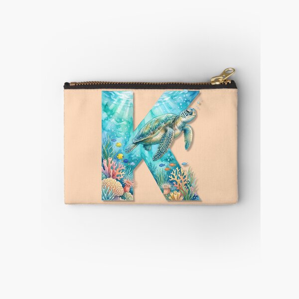 Item preview, Coastal Initial K Sea Turtle Underwater Ocean Monogram Personalized Design designed and sold by Sea Gem.