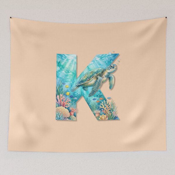 Item preview, Coastal Initial K Sea Turtle Underwater Ocean Monogram Personalized Design designed and sold by Sea Gem.