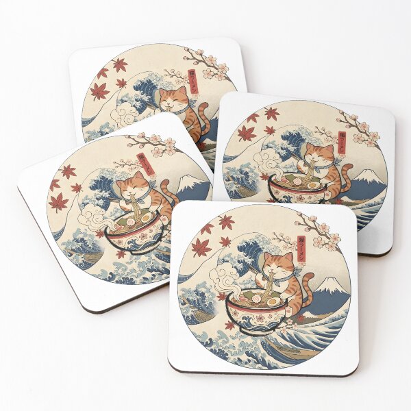 Item preview, Japanese Cat Eating Ramen Noodle Bowl Vintage Ukiyo-e Art designed and sold by Pyt27.