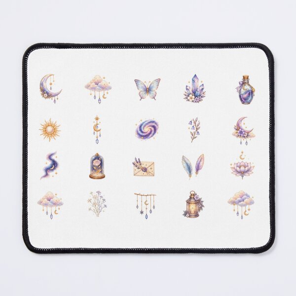 Item preview, Pastel Celestial Witchy Watercolor Sticker Sheet Magical Crystal Moon Clip Art designed and sold by Rehnair.