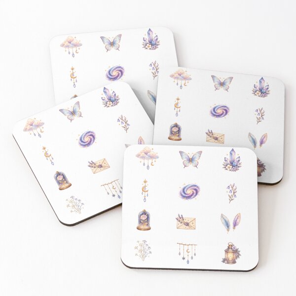 Item preview, Pastel Celestial Witchy Watercolor Sticker Sheet Magical Crystal Moon Clip Art designed and sold by Rehnair.