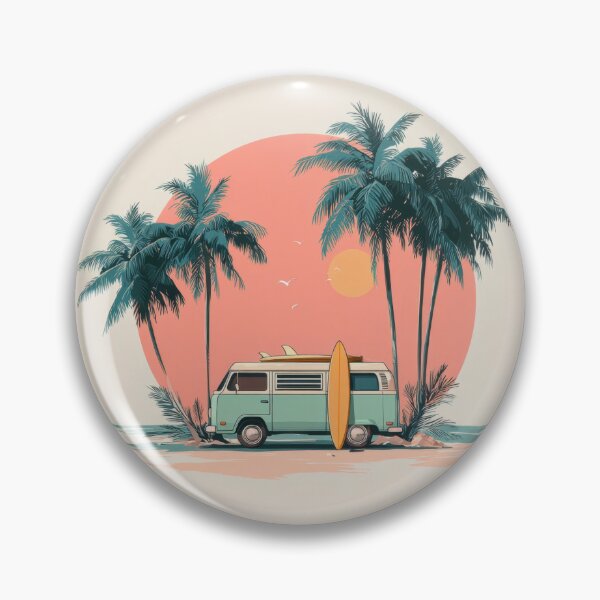 Item preview, Surf van parked by palm trees designed and sold by anytka.
