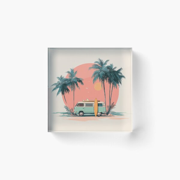 Item preview, Surf van parked by palm trees designed and sold by anytka.
