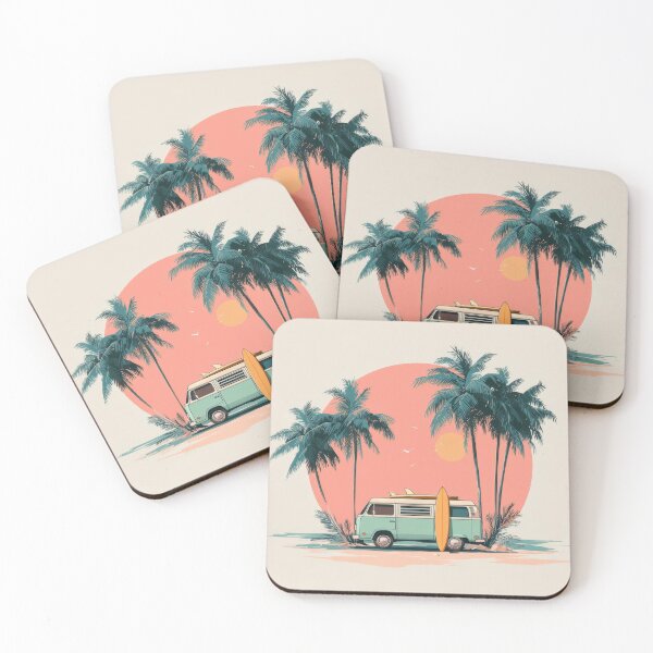 Item preview, Surf van parked by palm trees designed and sold by anytka.