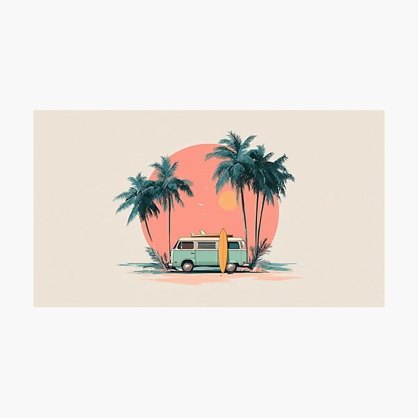 Item preview, Surf van parked by palm trees designed and sold by anytka.