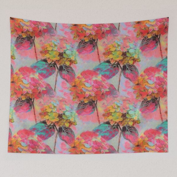 Item preview, Colorful Hydrangea Flowers Painting in Warm Pastel Tones designed and sold by DuckyRubin.