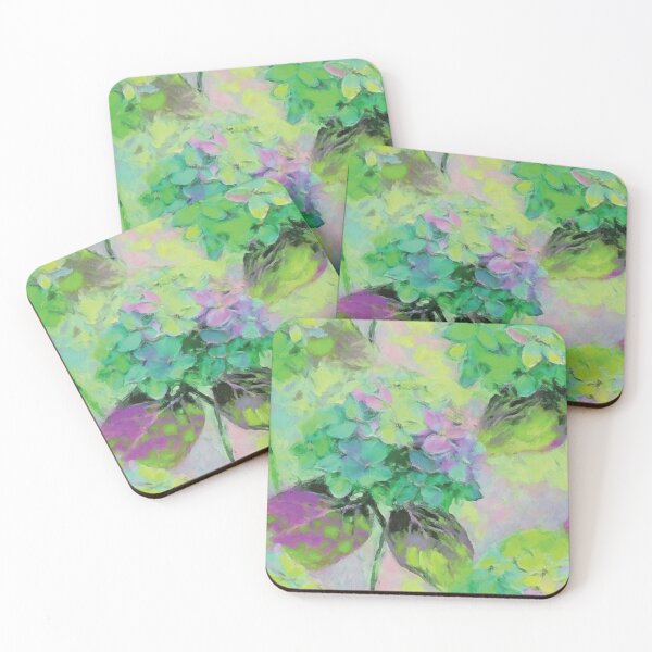 Item preview, Colorful Hydrangea Flowers Painting in Green Pastels designed and sold by DuckyRubin.