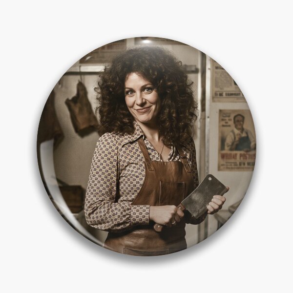 Item preview, Vintage Female Butcher Portrait 70s Style Meat Cleaver Photo designed and sold by KiwiRider.
