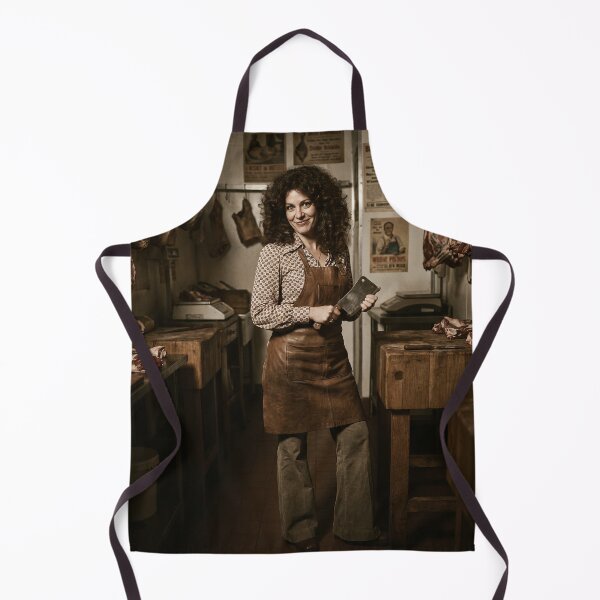 Item preview, Vintage Female Butcher Portrait 70s Style Meat Cleaver Photo designed and sold by KiwiRider.