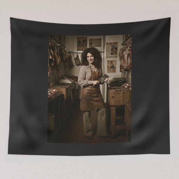 Item preview, Retrato vintage de una carnicera al estilo de los años 70 con un cuchillo de carnicero. designed and sold by KiwiRider.