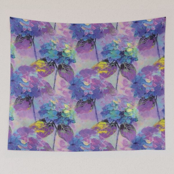Item preview, Colorful Hydrangea Flowers Painting in Purple and Blue designed and sold by DuckyRubin.