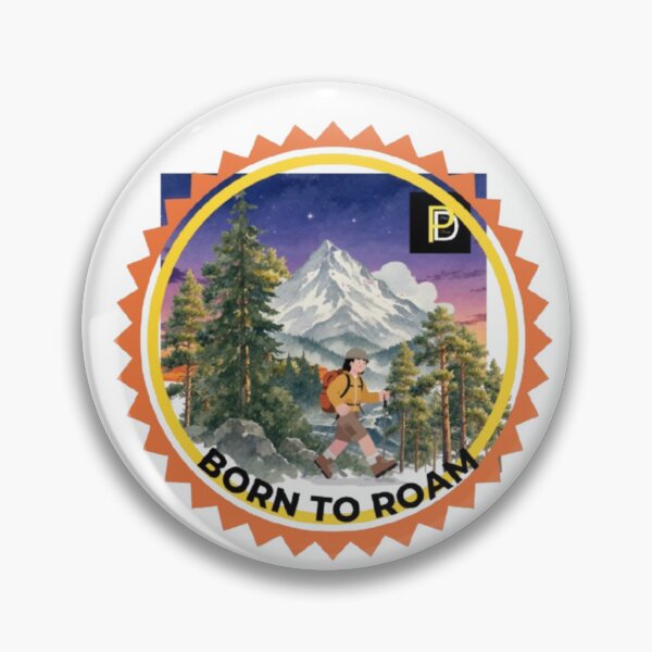 Item preview, Born To Roam - Vintage Hiking Mountain Badge designed and sold by SMinimalist613.