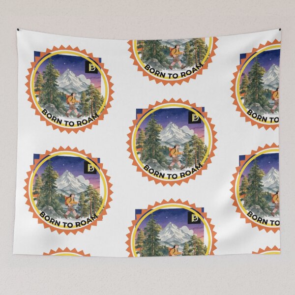 Item preview, Born To Roam - Vintage Hiking Mountain Badge designed and sold by SMinimalist613.