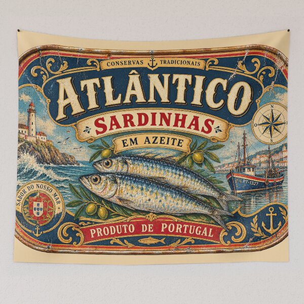 Item preview, Vintage Portuguese Sardine Tin Label designed and sold by newnomads-art.