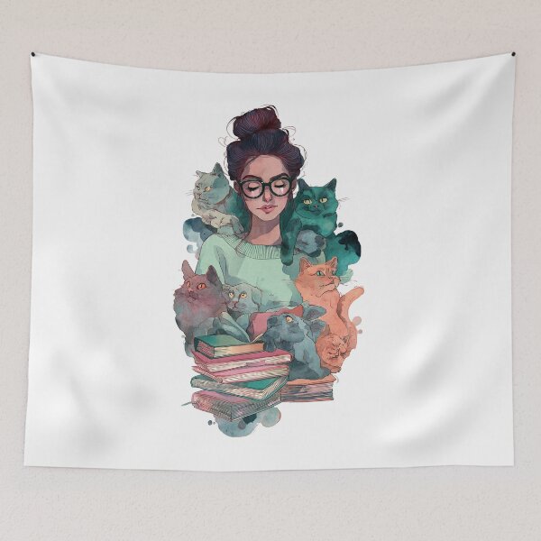 Item preview, nerd cat lady designed and sold by lakanarivas.