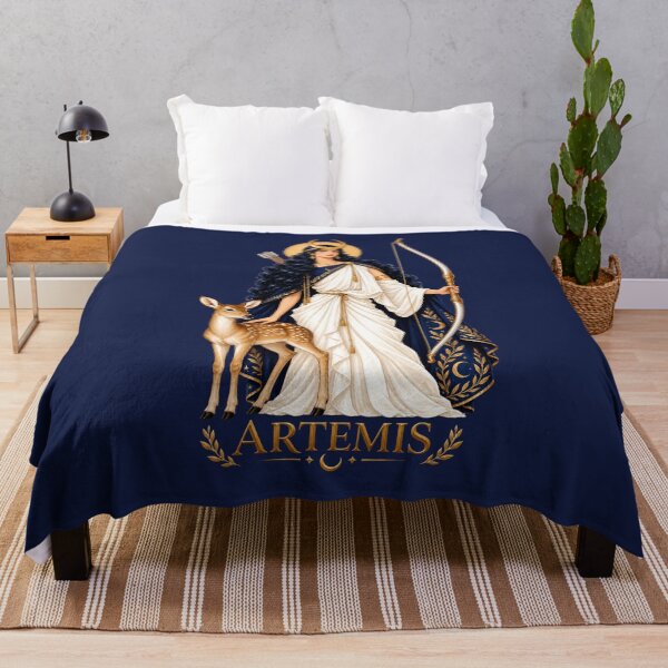 Item preview, Artemis Greek Goddess of the Moon and Hunt with Deer and Bow designed and sold by MythicMood.