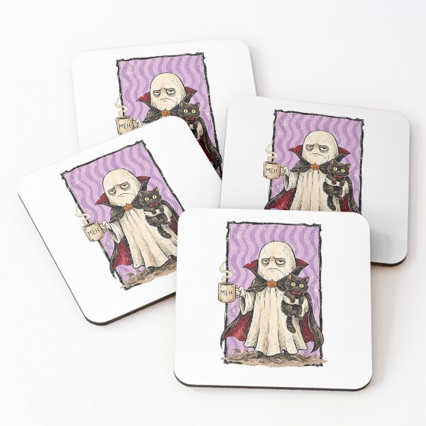 Item preview, Tired Ghost With Black Cat Coffee Meh Funny Introvert Halloween designed and sold by Rahamkshop.