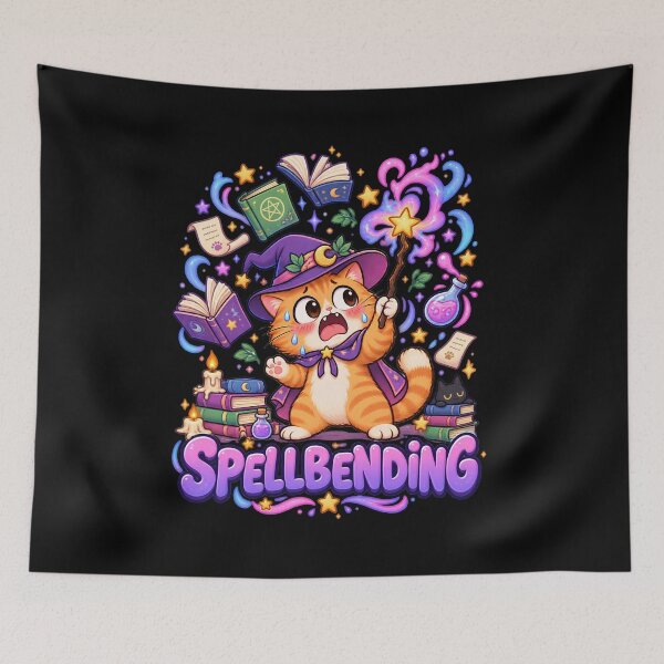 Item preview, spellbending cat designed and sold by Retro Whiskers.