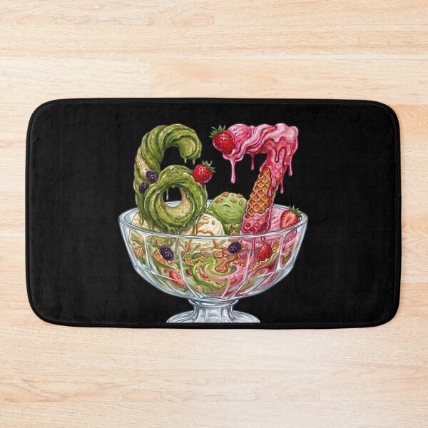 Item preview,  Matcha Ice Cream and Strawberry Ice Cream Dripping Number Dessert Sundae Bowl | 67 Meme | Trending designed and sold by TeenLake.