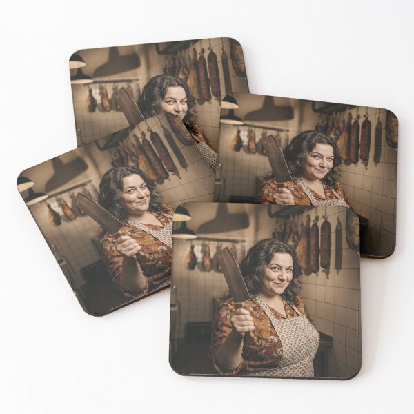Item preview, Vintage Female Butcher Portrait Charcuterie Meat Cleaver Photo designed and sold by KiwiRider.