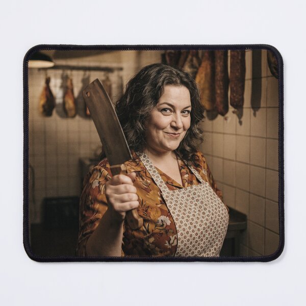Item preview, Vintage Female Butcher Portrait Charcuterie Meat Cleaver Photo designed and sold by KiwiRider.