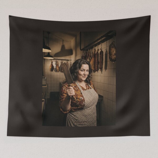 Item preview, Vintage Female Butcher Portrait Charcuterie Meat Cleaver Photo designed and sold by KiwiRider.