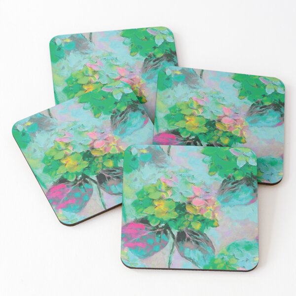 Item preview, Colorful Hydrangea Flowers Painting in Teal and Green designed and sold by DuckyRubin.