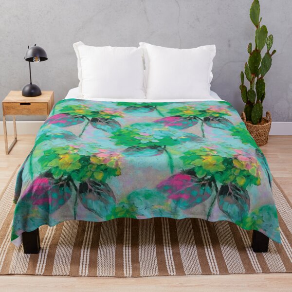 Item preview, Colorful Hydrangea Flowers Painting in Teal and Green designed and sold by DuckyRubin.
