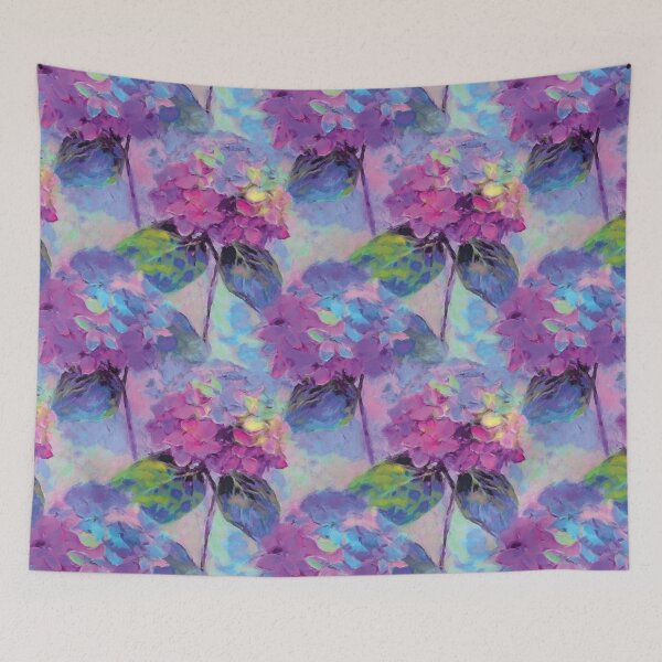 Item preview, Colorful Hydrangea Flowers Painting in Purple Pastels designed and sold by DuckyRubin.