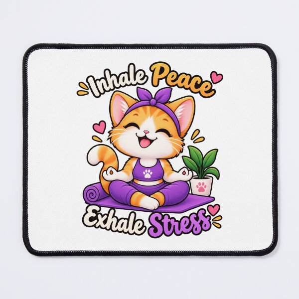 Item preview, Cute Yoga Cat – Inhale Peace Exhale Stress – Kawaii Cat Yoga designed and sold by JrNergal.