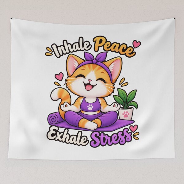 Item preview, Cute Yoga Cat – Inhale Peace Exhale Stress – Kawaii Cat Yoga designed and sold by JrNergal.
