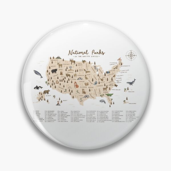 Item preview, National Parks of the USA Map - Beige designed and sold by Those Pencil Shavings.