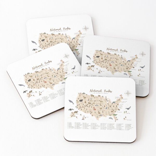 Item preview, National Parks of the USA Map - Beige designed and sold by Those Pencil Shavings.