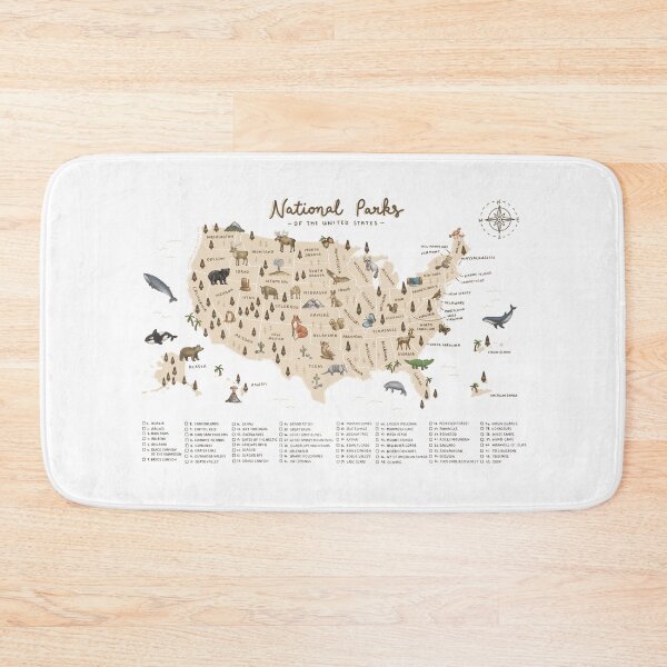 Item preview, National Parks of the USA Map - Beige designed and sold by Those Pencil Shavings.