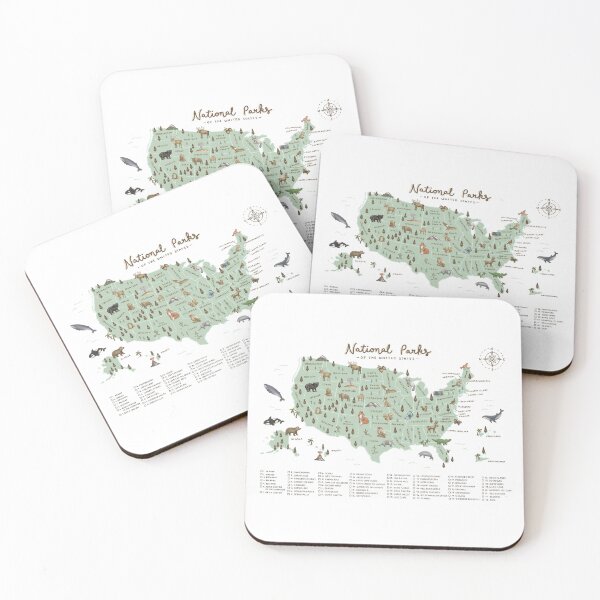 Item preview, National Parks of the USA Map - Green designed and sold by Those Pencil Shavings.