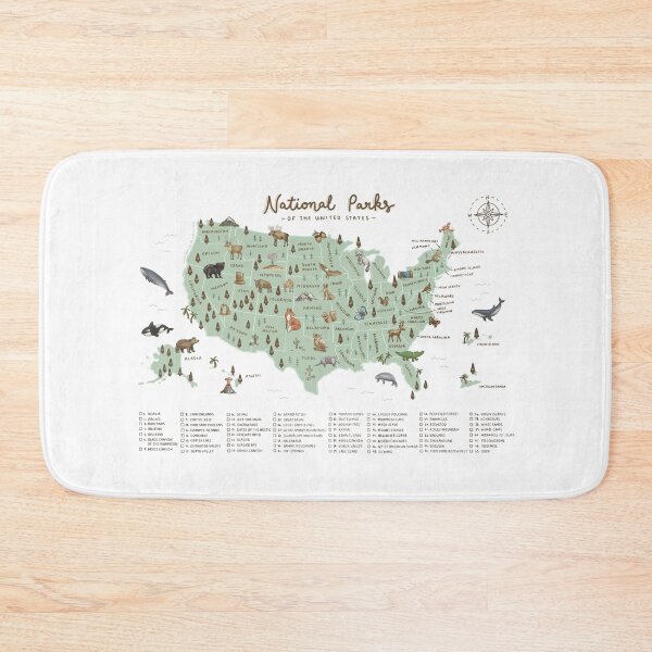 Item preview, National Parks of the USA Map - Green designed and sold by Those Pencil Shavings.