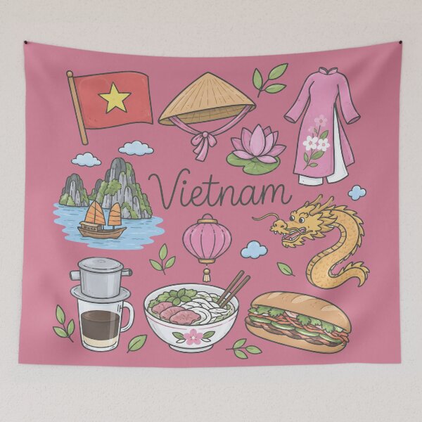 Item preview, Vietnam Cute Pastel Collage  designed and sold by HowToCanadian.
