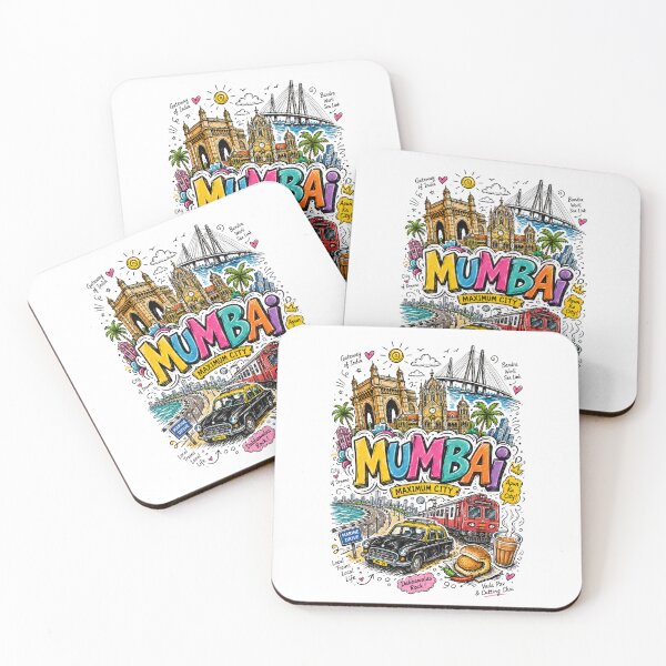 Item preview, Mumbai – The City of Dreams | Taj Mahal Palace, CSMT, Sea Link & Vintage Taxi Graphic T-Shirt | India Travel Streetwear ver 25 designed and sold by mndesignworx.