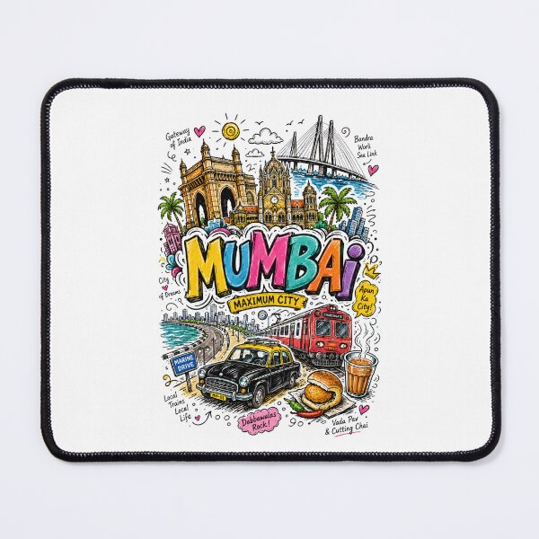 Item preview, Mumbai – The City of Dreams | Taj Mahal Palace, CSMT, Sea Link & Vintage Taxi Graphic T-Shirt | India Travel Streetwear ver 25 designed and sold by mndesignworx.