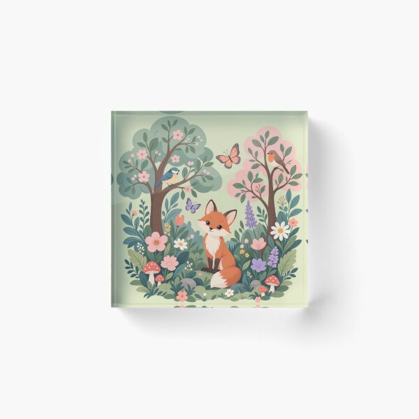 Item preview, Cute Woodland Fox Floral Forest Illustration designed and sold by MimiSabu.