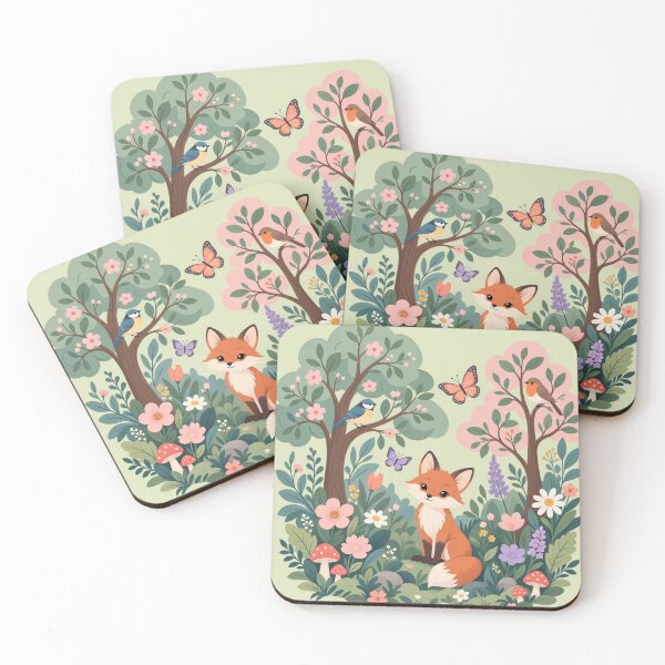 Item preview, Cute Woodland Fox Floral Forest Illustration designed and sold by MimiSabu.