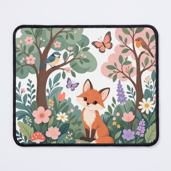 Artikelvorschau, Niedliche Wald-Fuchs-Illustration mit Blumenmuster entworfen und verkauft von MimiSabu.