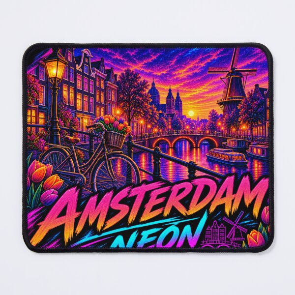 Item preview, Amsterdam Neon Sunset Canal Cityscape designed and sold by Houldi.