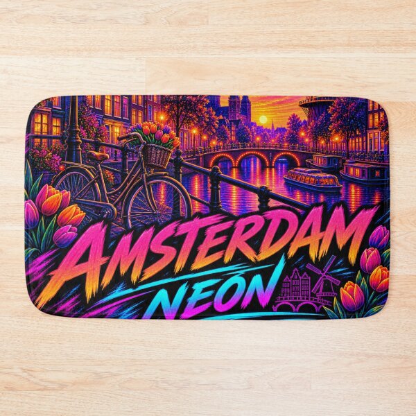 Item preview, Amsterdam Neon Sunset Canal Cityscape designed and sold by Houldi.
