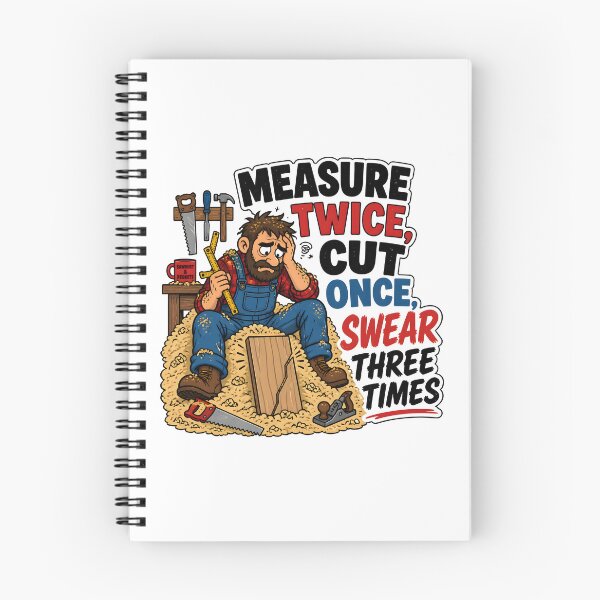 Item preview, Measure Twice Cut Once Swear Three Times Funny Woodworking Carpenter Gift designed and sold by CleverRaccoon.
