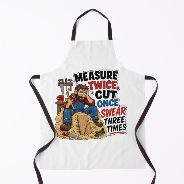 Item preview, Measure Twice Cut Once Swear Three Times Funny Woodworking Carpenter Gift designed and sold by CleverRaccoon.