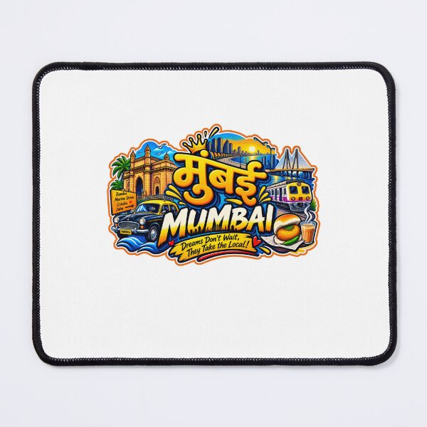 Item preview,  Mumbai – The City of Dreams | Taj Mahal Palace, CSMT, Sea Link & Vintage Taxi Graphic T-Shirt | India Travel Streetwear ver 26 designed and sold by mndesignworx.