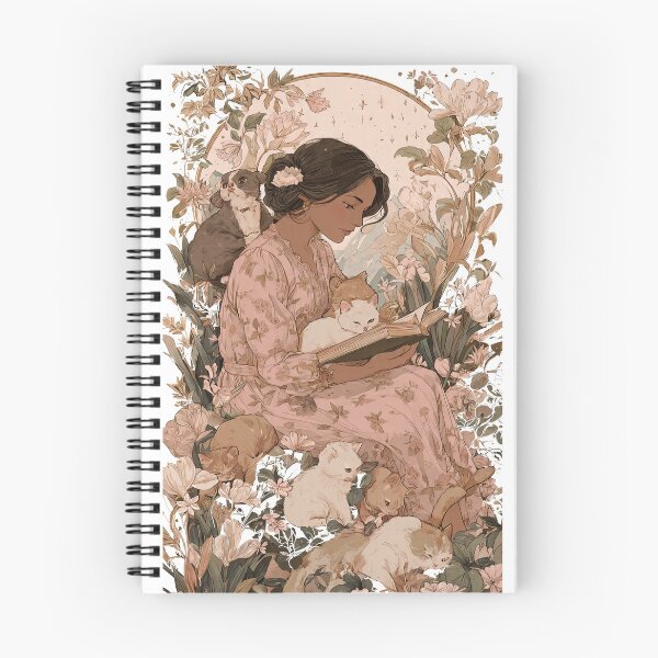 Item preview, A beautiful mom is reading a book in a flower garden  designed and sold by lakanarivas.